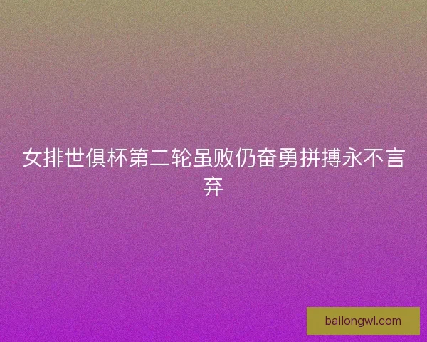 女排世俱杯第二轮虽败仍奋勇拼搏永不言弃